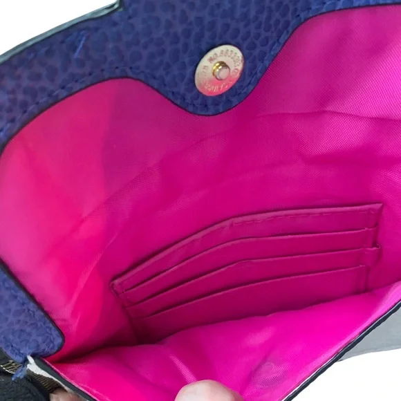 NICOLE MILLER Colorful Wristlet Wallet Purse Tons of Space & Pockets! Black Blue - Picture 4 of 11